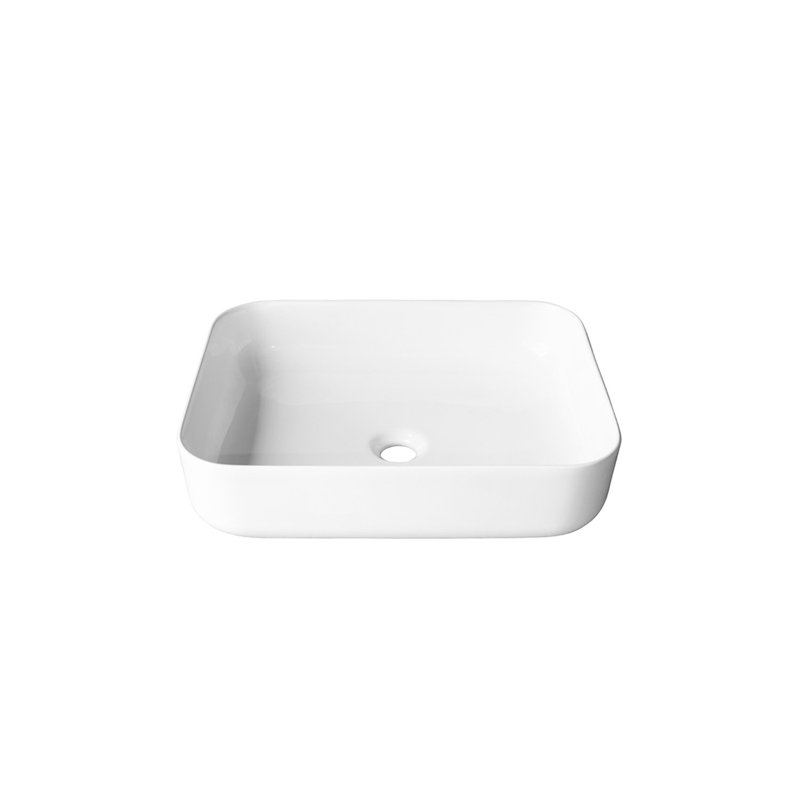 Lavabo de salle de bain vasque rectangulaire en céramique blanche, Blanc