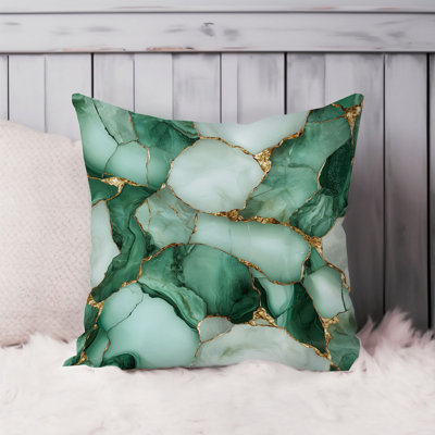 Abstract Green Marble Geode Pattern II Modern Throw Pillow Cover