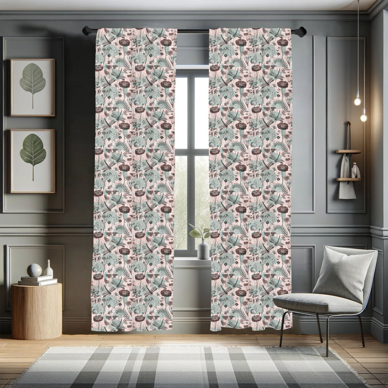 Floral Semi-Sheer Rod Pocket Curtain Panels, 28" x 63"