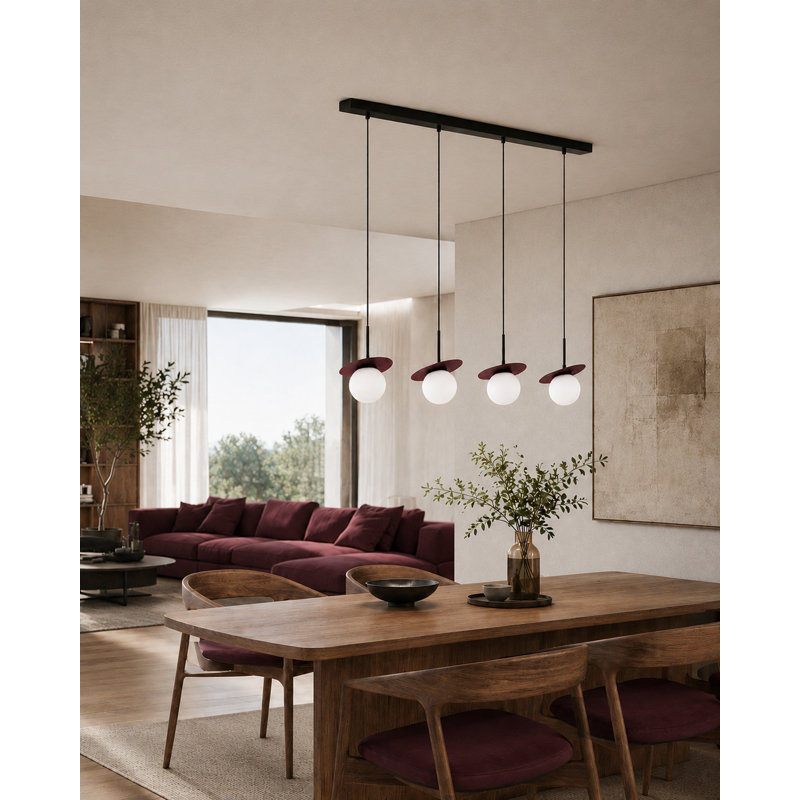 - Light Pendant, Black/Wine, 120cm H x 95cm W