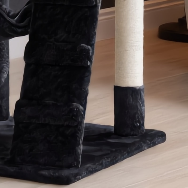 Arbre à chat noir 53,5 po à plusieurs niveaux avec condo et poteaux à griffer, Noir