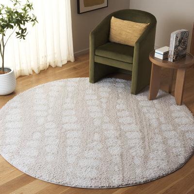 Rumi Abstract Power Loom Shag Polyester Area Rug in Beige