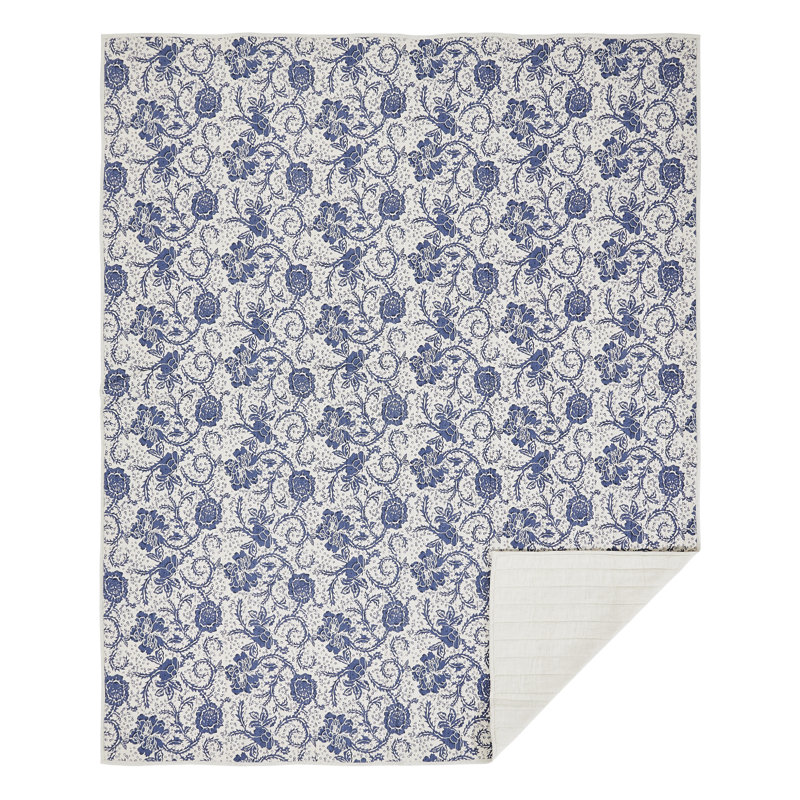 Courtepointe réversible en coton Dorset Navy, Courtepointe simple