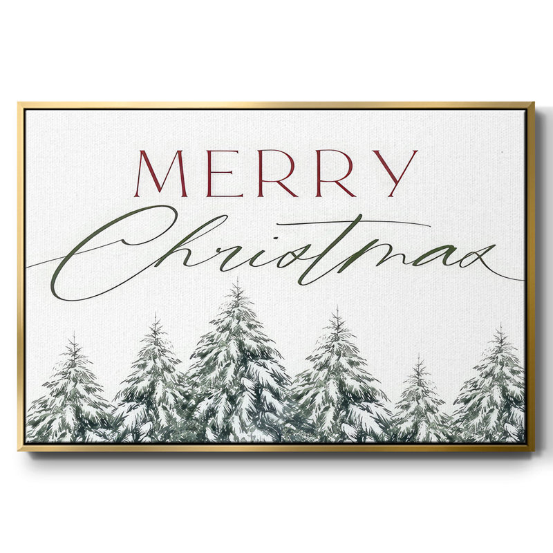Joyeux Noël, arbres, Encadrement doré, H 27 po x l 41 po x P 1,5 po