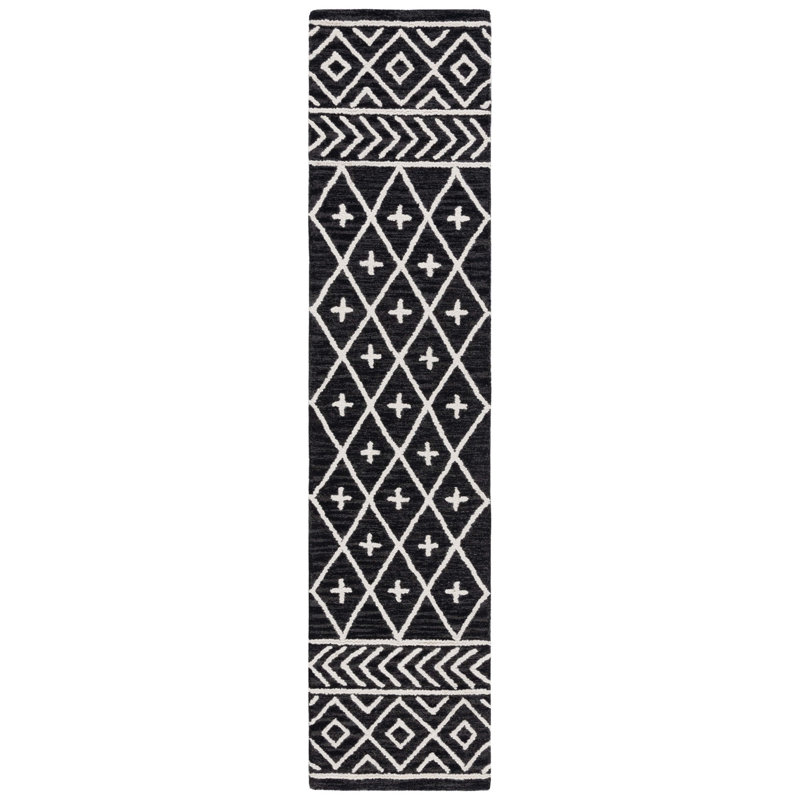 Tapis noir / ivoire Metro 460, Tapis de couloir 2 pi x 9 pi