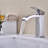 Bathroom Sink Faucet With Waterfall Outlet, Single Handle Adjustment, Pop - Up Drain For Overflow, Brushed Nickel, Easy Water Flow And Temperature Adjustment Stainless Steel Material, Stable Flow,
