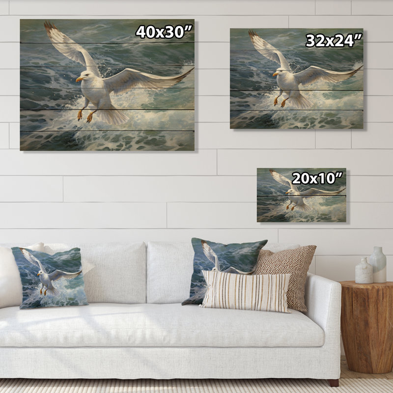 «Lage Watchful Seagull IV» sur impression sur bois, H 30 po x l 40 po x P 0,78 po