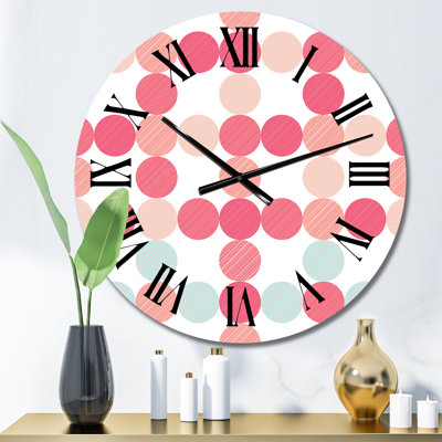 Horloge murale à pois rétro rouge et bleu