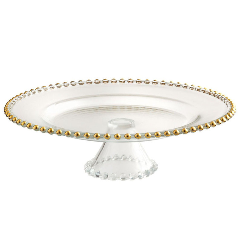 Fredericks Glass Cake Stand, Gold