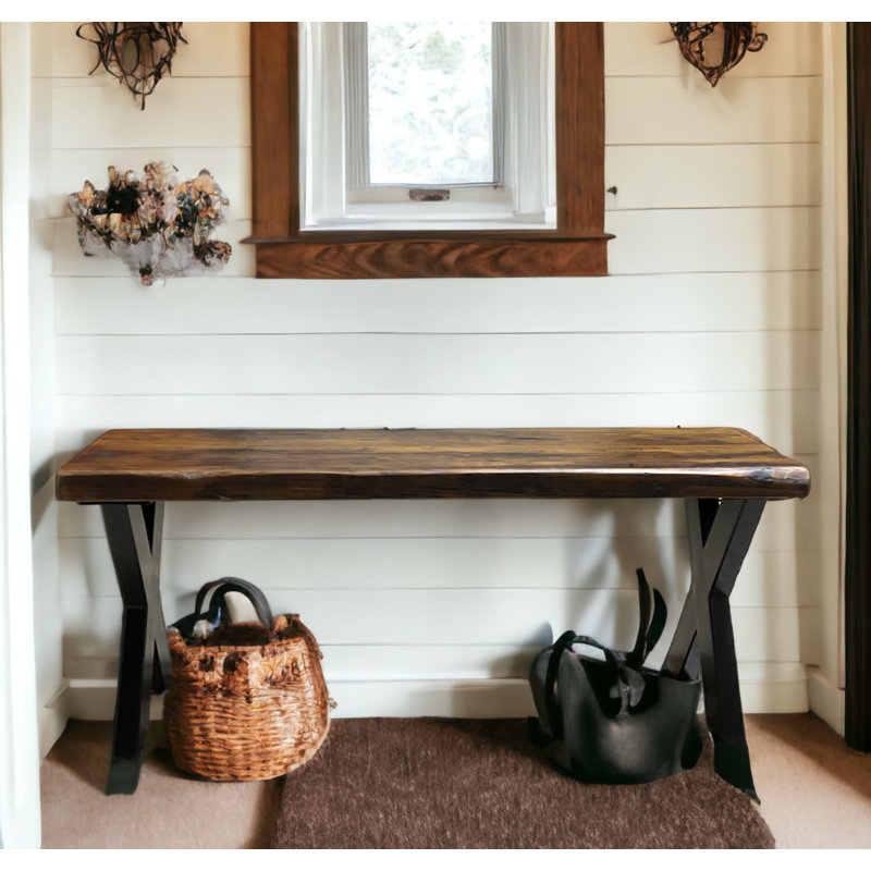 Solid Wood Bench, 19.5" H x 48" W x 15" D, Brown
