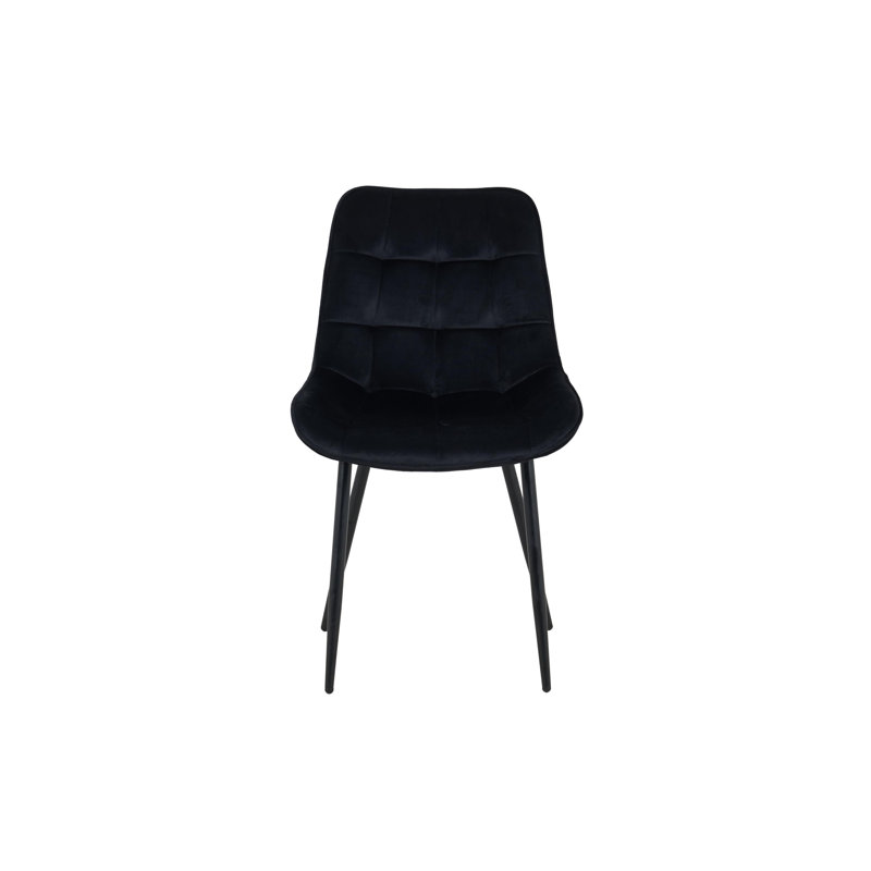 47cm H Velvet Upholstered Metal Side Chair, Black