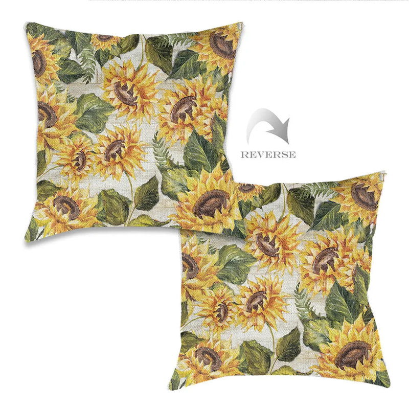  Coussin décoratif tournesol sur toile Shiplap