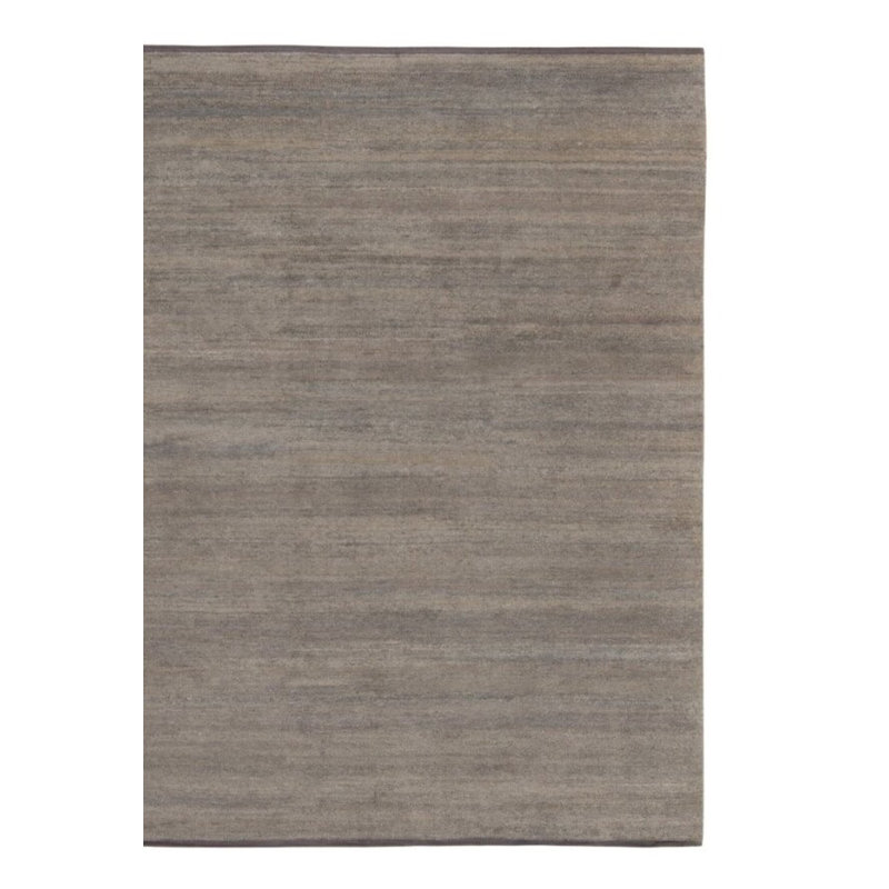 Silk Striped Area Rug in Gray/Beige/Brown/Charcoal Black