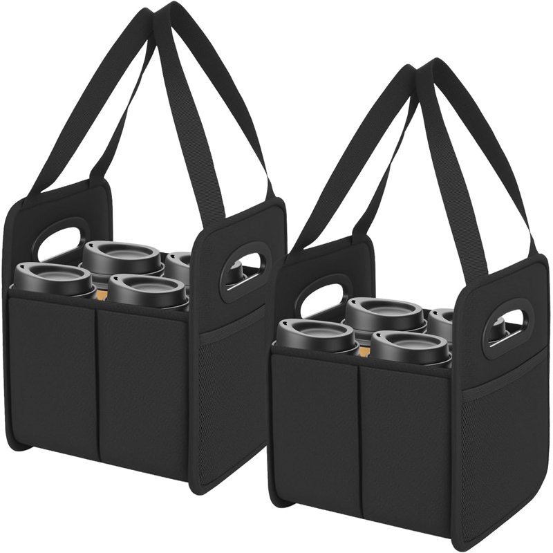 Paquet de 2 porte-gobelets avec poignée, 4 gobelets réutilisables pour boissons