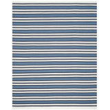 Racing Point Hand Knotted Striped Area Rug in Terry White/French Blue