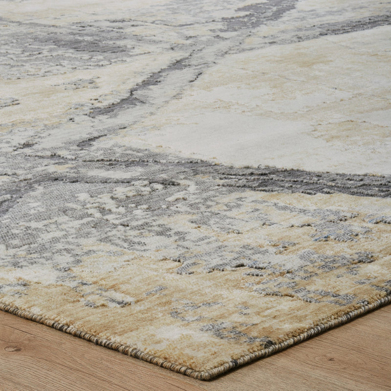Bergamyer Wool Abstract Area Rug, Rectangle 2' x 3'