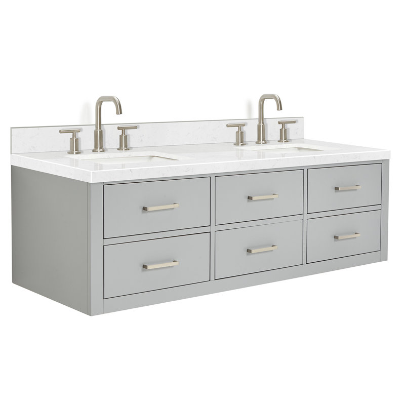 Macolm 72.25'' W Double Vanity, Gray, Brushed Nickel, 60"