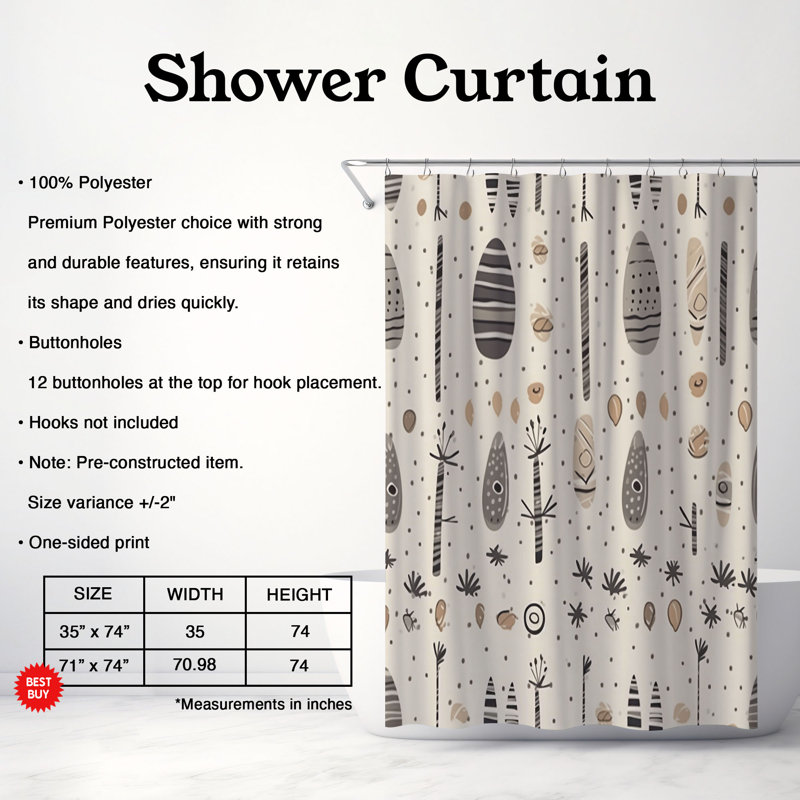 Boho Hues - Rideau de douche Premium, H 74 po x l 71 po