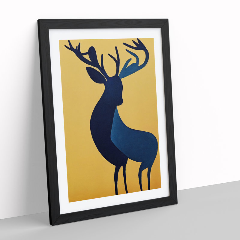 XV1022-408X Abstract Stag No.4 - Single Picture Frame Print, Black, 64cm H x 46cm W x 2cm D