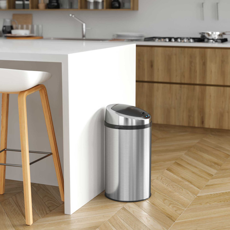Poubelle à capteur de mouvement en acier inoxydable 8 gallons