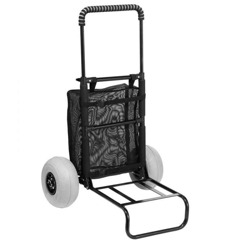 Black Steel Folding Beach Cart with Balloon Wheels