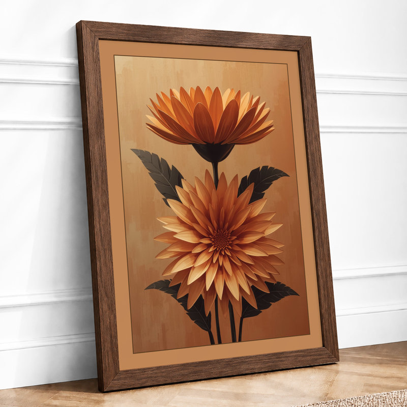 Stylized Blooms Botanical - Print, A2 - 59.4 x 42.0 cm, Walnut