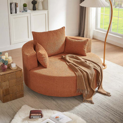 Fauteuil d'appoint pivotant à 360 ° avec 3 coussins amovibles