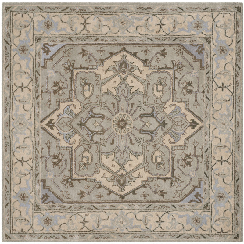 Anotida Hand Tufted Wool Oriental Rug, Square 4'