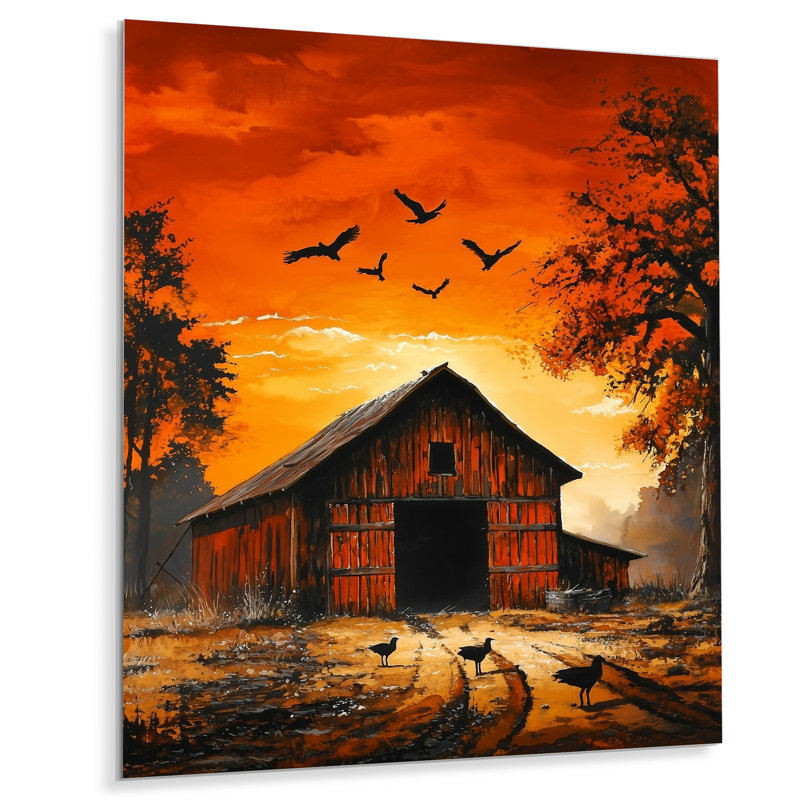 Rustique grange coucher de soleil - campagne, décoration murale en métal, 20" H x 12" W