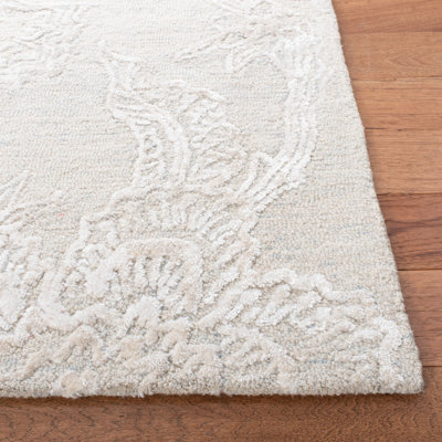 Salaam Hand Tufted Wool/Viscose Floral Rug in Light Blue/Ivory