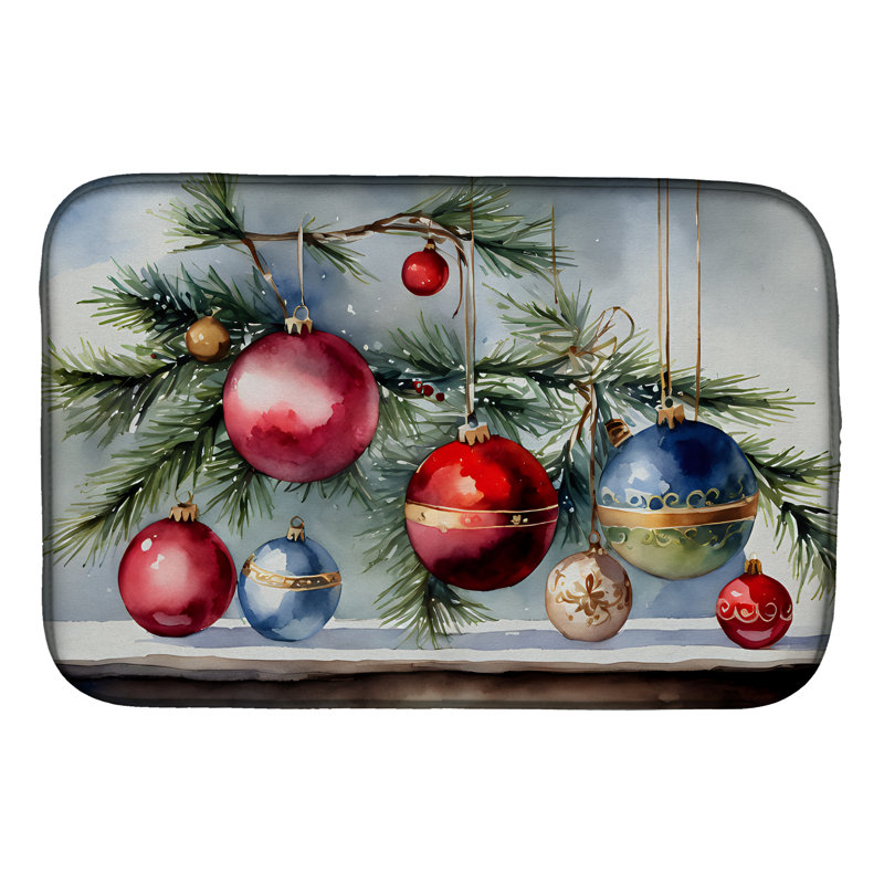 Christmas Ornaments Dish Drying Mat