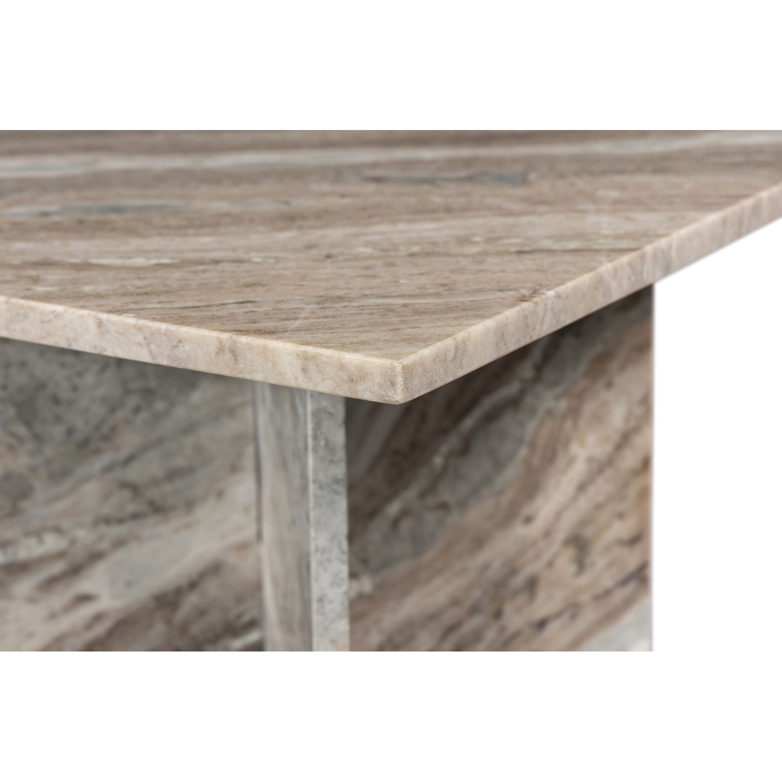 Verona 48" Genuine Marble Coffee Table, Brown Marble