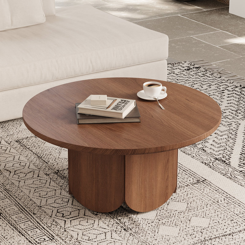 Table basse ronde 31,5 ", table d'appoint en bois brun pour le salon