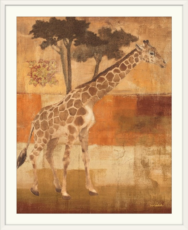 «Animals on Safari I», Albena Hristova, impression, H 23 po x l 20 po x P 1 po, Cadre blanc
