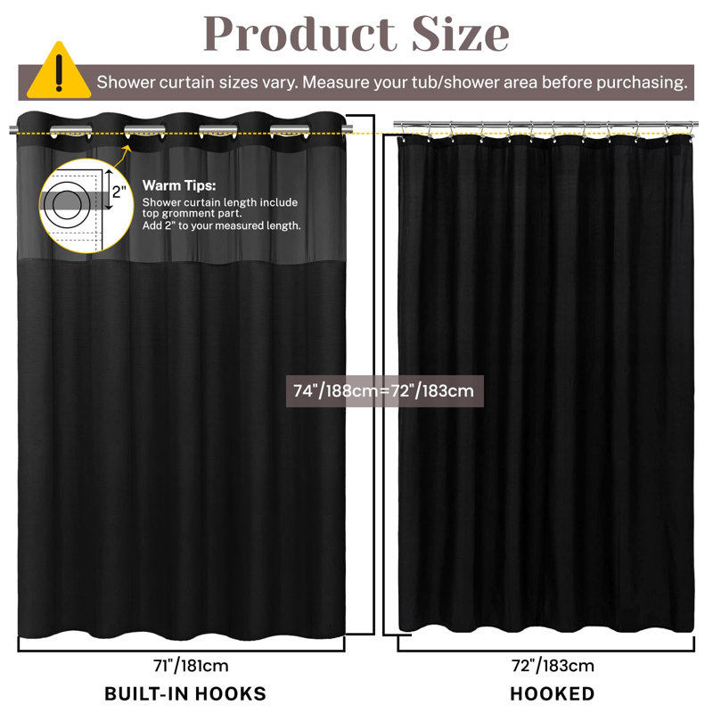 Rideau de douche texturé No Hook Slub