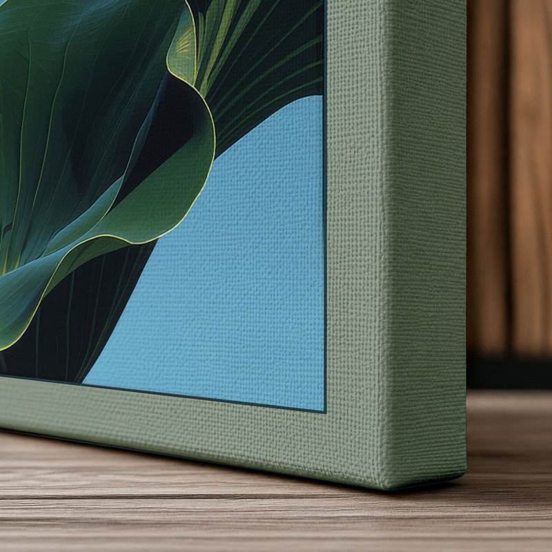 Lotus in Bloom Botanical - Wrapped Canvas, 30x20 - 76.2 x 50.8 cm, Sage Border