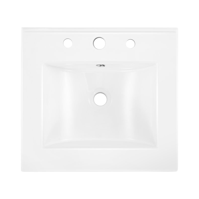 White Ceramic 20" Rectangular Single Sink Basin Vanity Top