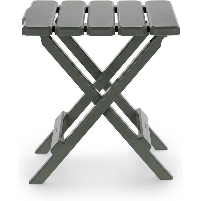 Quick-Folding Outdoor Adirondack Side Table, Durable Plastic Accent Table, Sage Color