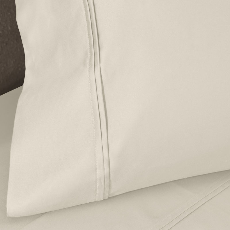 Mellark 1200 Thread Count 100% Egyptian Cotton Solid Sateen Pillowcase Set, King Pillowcase, Ivory