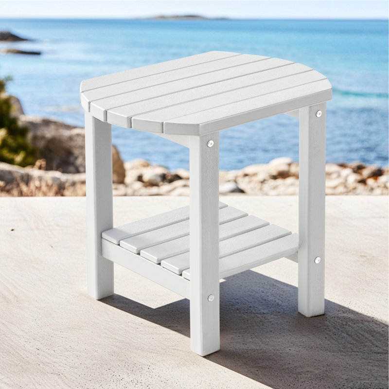 Table d'appoint extérieure 17 po 2 niveaux, Blanc