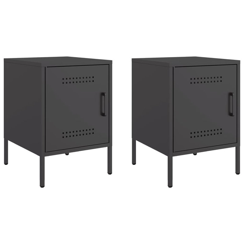 Prinsh 36cm W Steel Bedside Table, Black