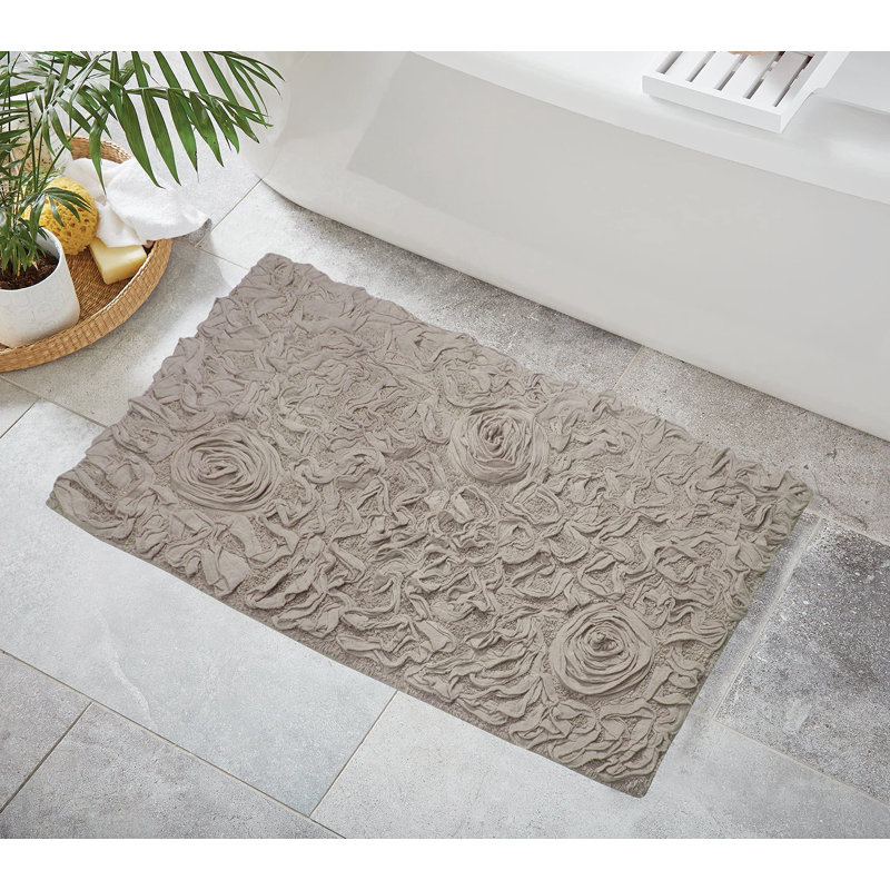 Skak Cotton Bath Rug, Beige, 24" W x 40" L