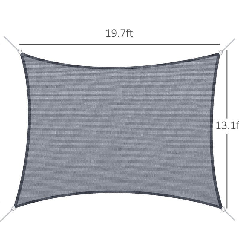 Pare-soleil 13 pi x 20 pi gris Et bloquant. Idéal pour les espaces extérieurs comme le patio, la terrasse ou la cour. Avec équipement de montage, corde, outils de fournitures d'installation - tissu de blocage,. Pour des zones telles que