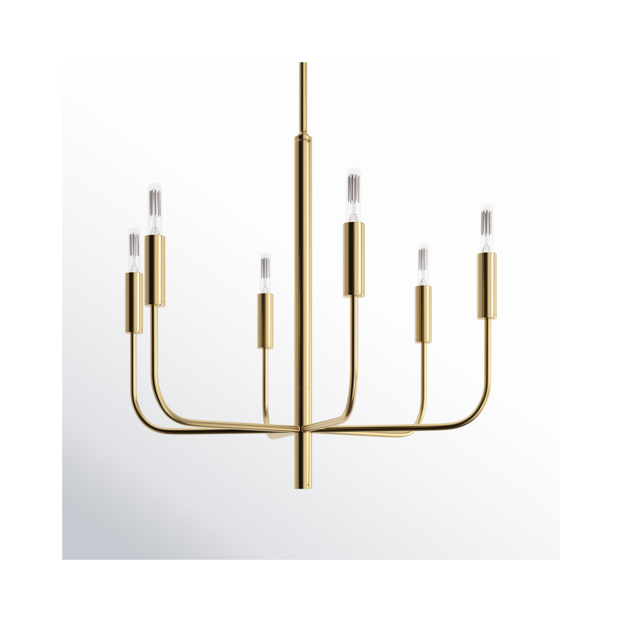 Tedder 6 - Light Metal Dimmable Chandelier, Burnished Brass