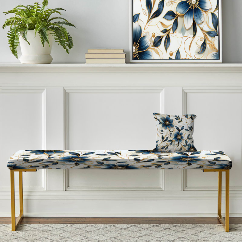 Motif de marbre rétro Reverie - banc rembourré or marbre