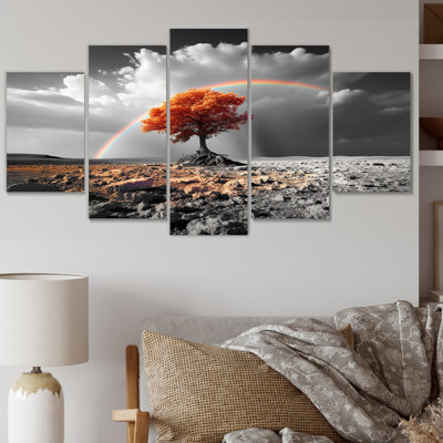  «Rainbow Shades Of Colorlessness Landscape III - Rainbow Wall Art Print», 5 panneaux
