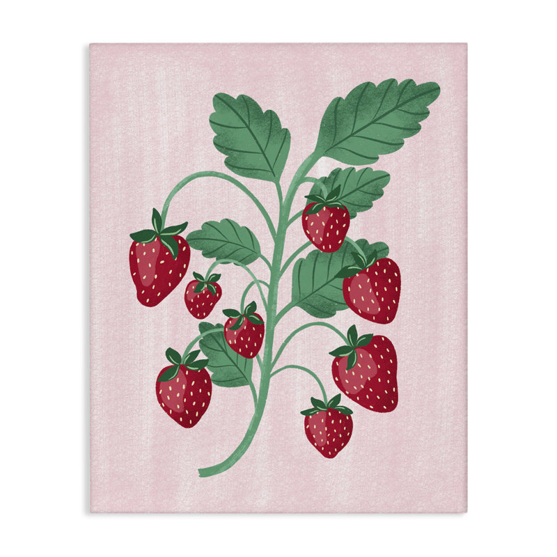  Fresh Strawberries Branch Canvas Wall Art by Aralma, 30" H x 24" W