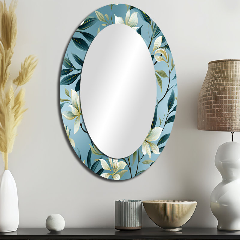 Troene - Miroir mural ovale vert, H 36 po x l 24 po