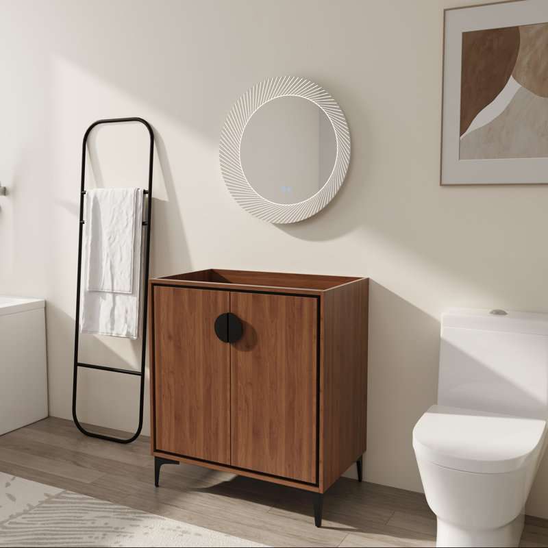 Base de meuble-lavabo autoportant 30 po avec lavabo intégré et portes à fermeture en douceur