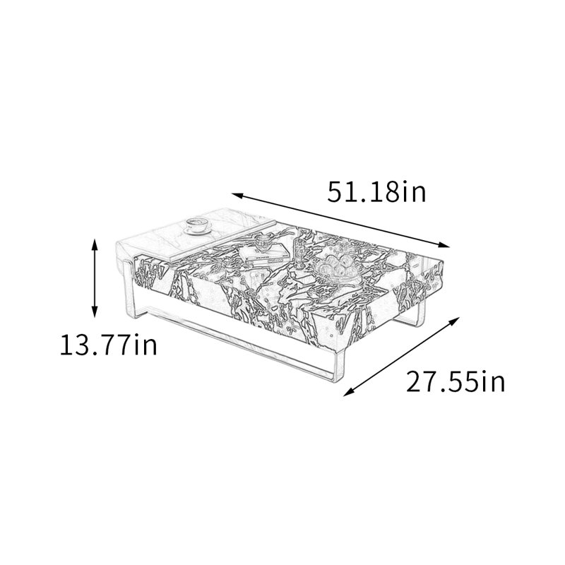 Table basse moderne avec pieds en métal, Noir / blanc, H 13,77 po x L 51,18 po x l 27,55 po